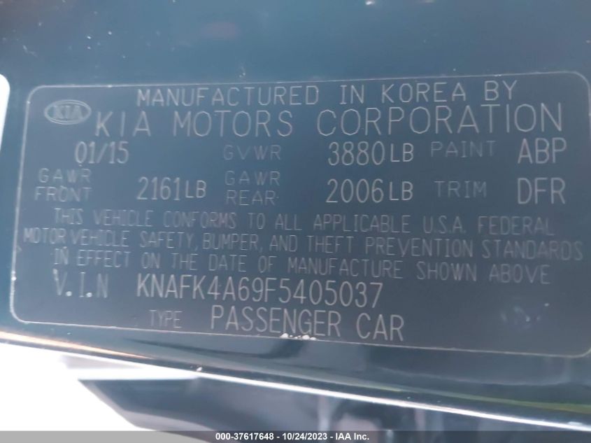 2015 KIA FORTE LX - KNAFK4A69F5405037