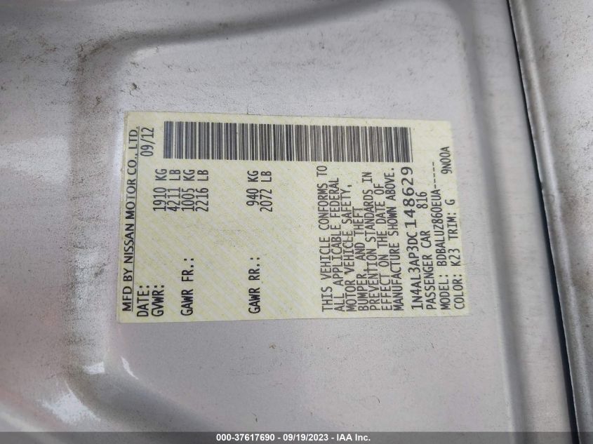 2013 NISSAN ALTIMA 2.5 SV - 1N4AL3AP3DC148629