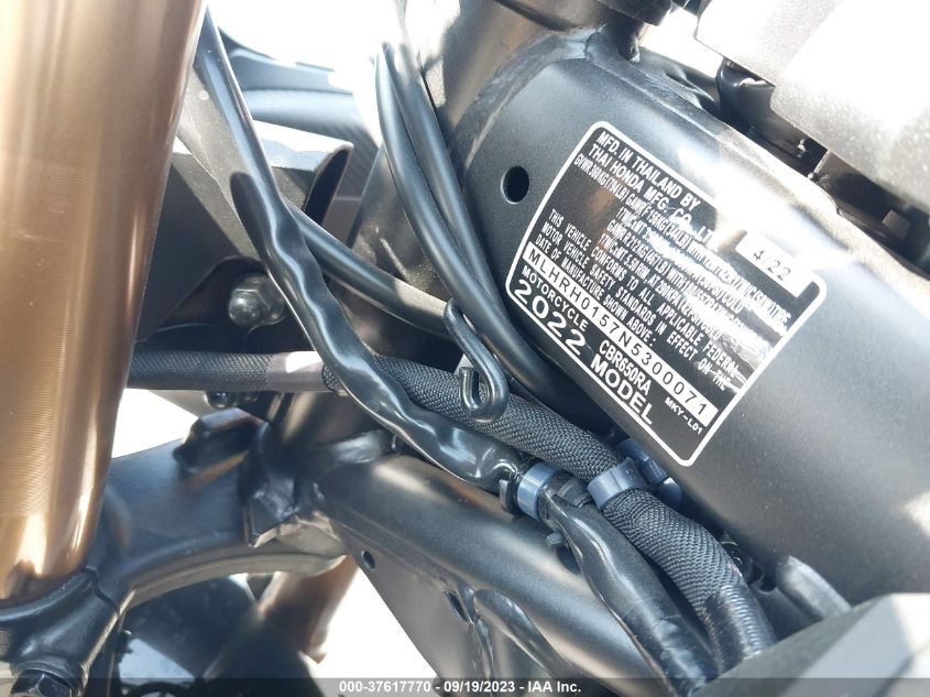 2022 HONDA CBR650 RA - MLHRH0157N5300071