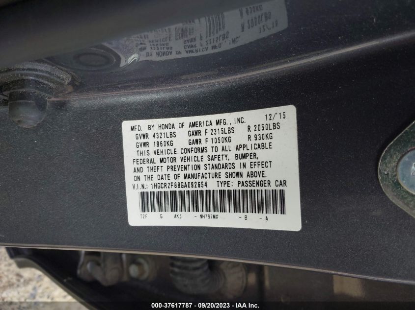 2016 HONDA ACCORD SEDAN EX-L - 1HGCR2F88GA092654