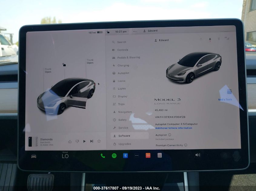2018 TESLA MODEL 3 RANGE BATTERY - 5YJ3E1EAXJF004128