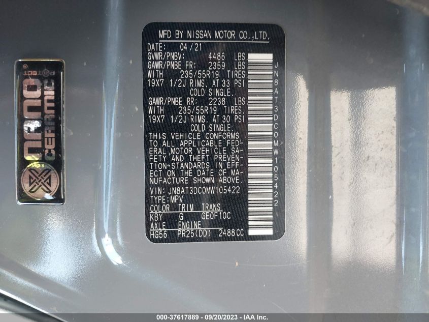 2021 NISSAN ROGUE PLATINUM - JN8AT3DC0MW105422