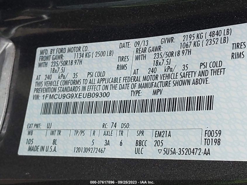 2014 FORD ESCAPE SE - 1FMCU9G9XEUB09300