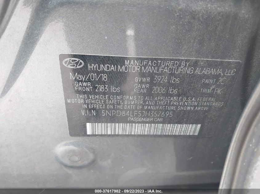 2018 HYUNDAI ELANTRA SEL - 5NPD84LF5JH357695