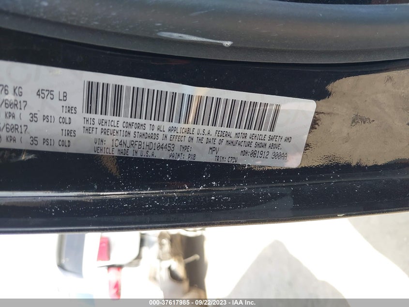 VIN 1C4NJRFB1HD104453 2017 JEEP PATRIOT LATITUDE