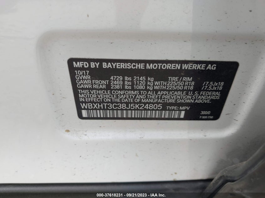 VIN WBXHT3C38J5K24805 2018 BMW X1 XDRIVE28I