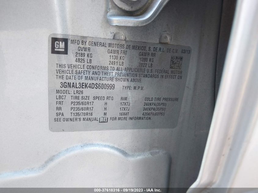 2013 CHEVROLET CAPTIVA SPORT FLEET LT 3GNAL3EK4DS600999