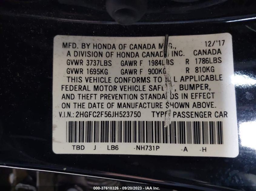 2018 HONDA CIVIC SEDAN LX - 2HGFC2F56JH523750