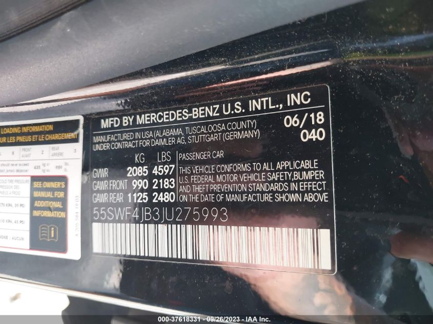 2018 MERCEDES-BENZ C-CLASS - 55SWF4JB3JU275993
