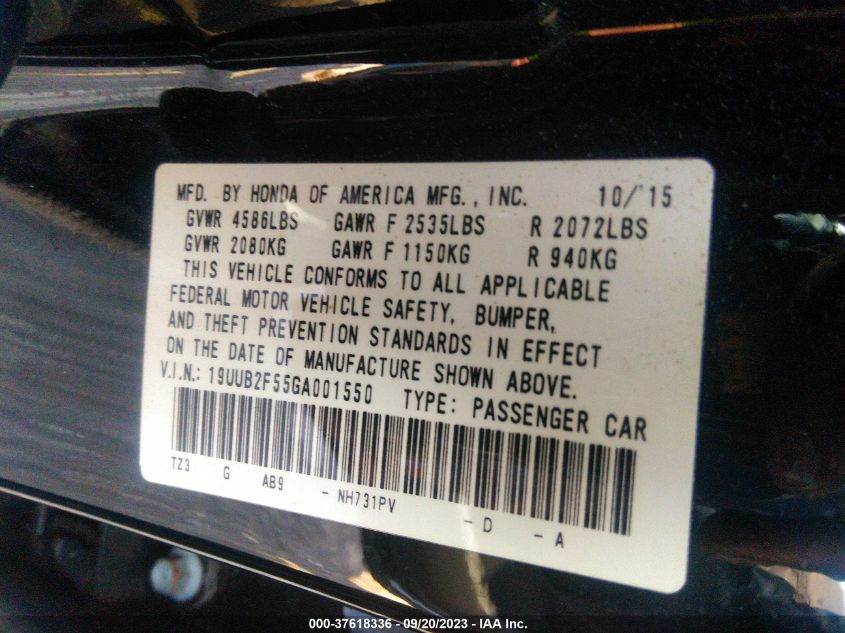 2016 ACURA TLX TECH - 19UUB2F55GA001550