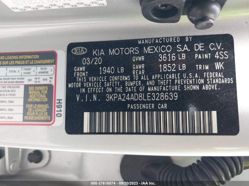 3KPA24AD8LE328639 Kia Rio S 9