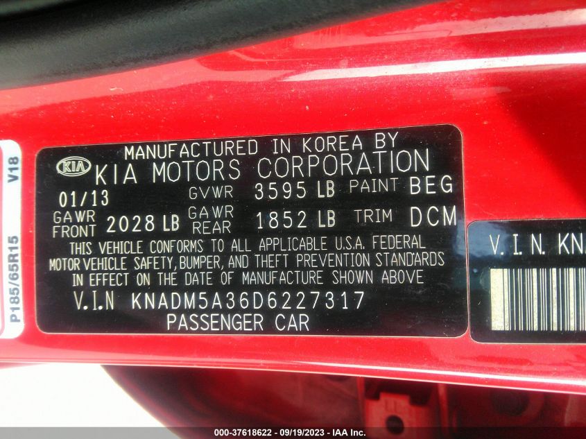 2013 KIA RIO LX - KNADM5A36D6227317