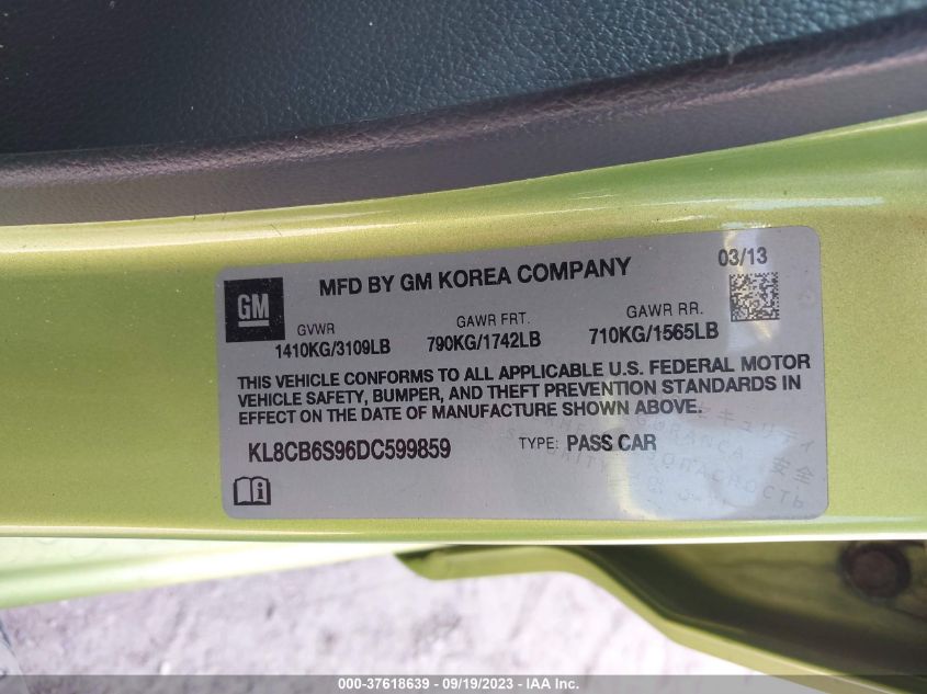 2013 CHEVROLET SPARK LS - KL8CB6S96DC599859