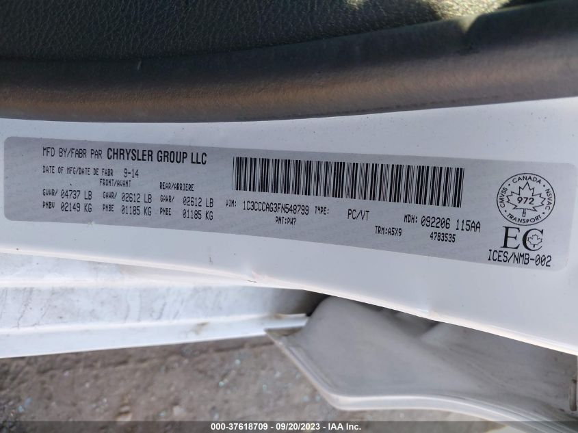 2015 CHRYSLER 200 LIMITED - 1C3CCCAG3FN548799