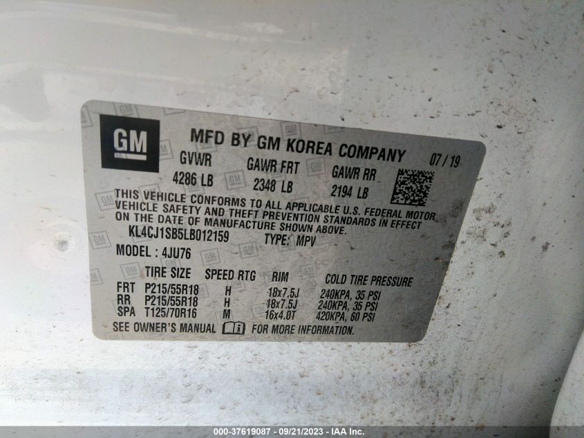 2020 BUICK ENCORE SPORT TOURING - KL4CJ1SB5LB012159