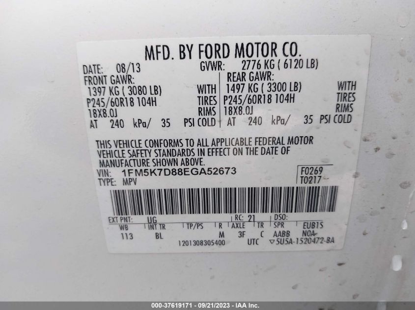 2014 FORD EXPLORER XLT - 1FM5K7D88EGA52673
