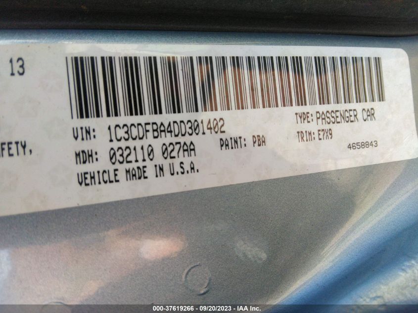 2013 DODGE DART SXT - 1C3CDFBA4DD301402