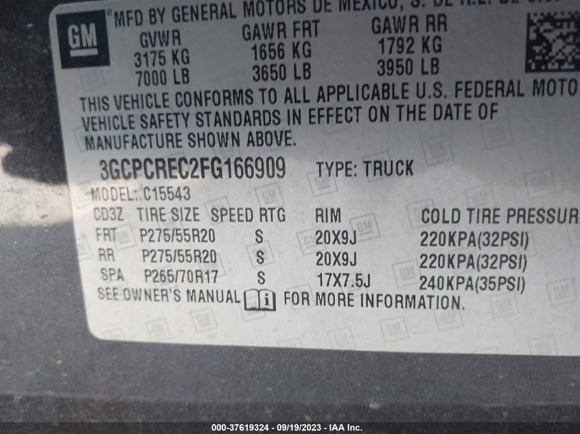 2015 CHEVROLET SILVERADO 1500 LT - 3GCPCREC2FG166909