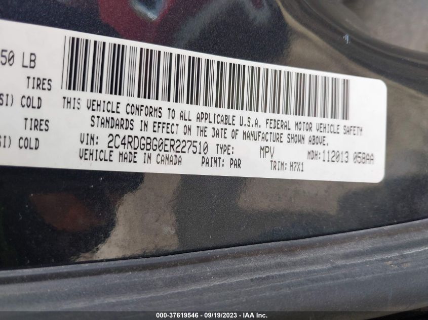 2014 DODGE GRAND CARAVAN AMERICAN VALUE PKG - 2C4RDGBG0ER227510