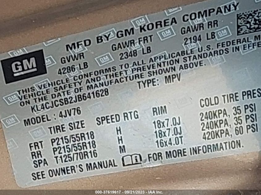 2018 BUICK ENCORE ESSENCE - KL4CJCSB2JB641628
