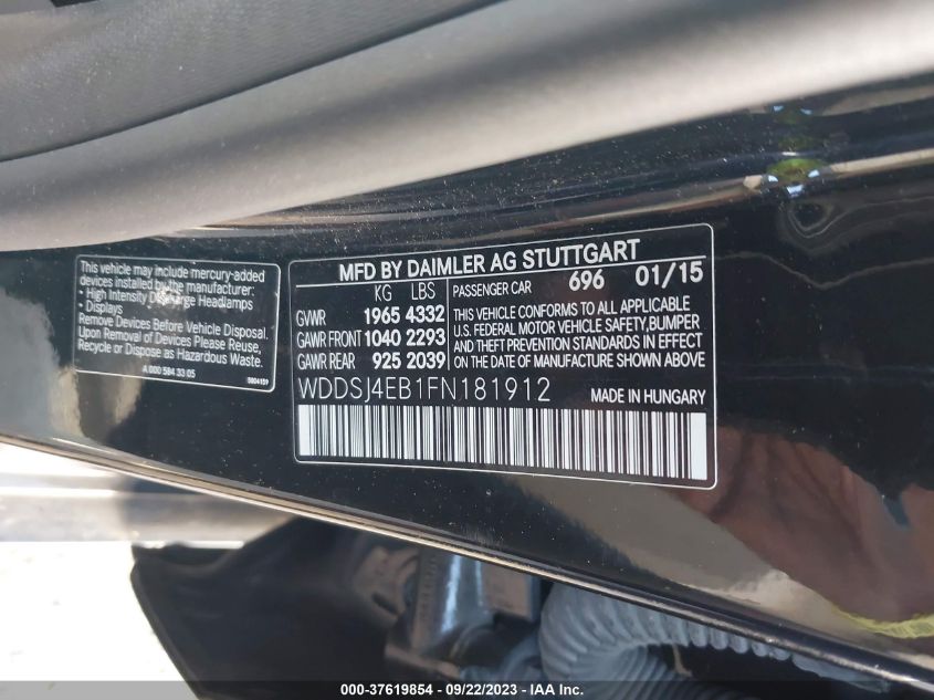 2015 MERCEDES-BENZ CLA-CLASS CLA 250 - WDDSJ4EB1FN181912