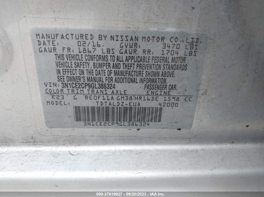 2016 NISSAN VERSA NOTE SV - 3N1CE2CP9GL386324