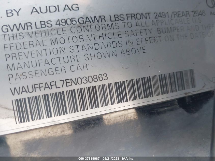 2014 AUDI A4 PREMIUM PLUS - WAUFFAFL7EN030863
