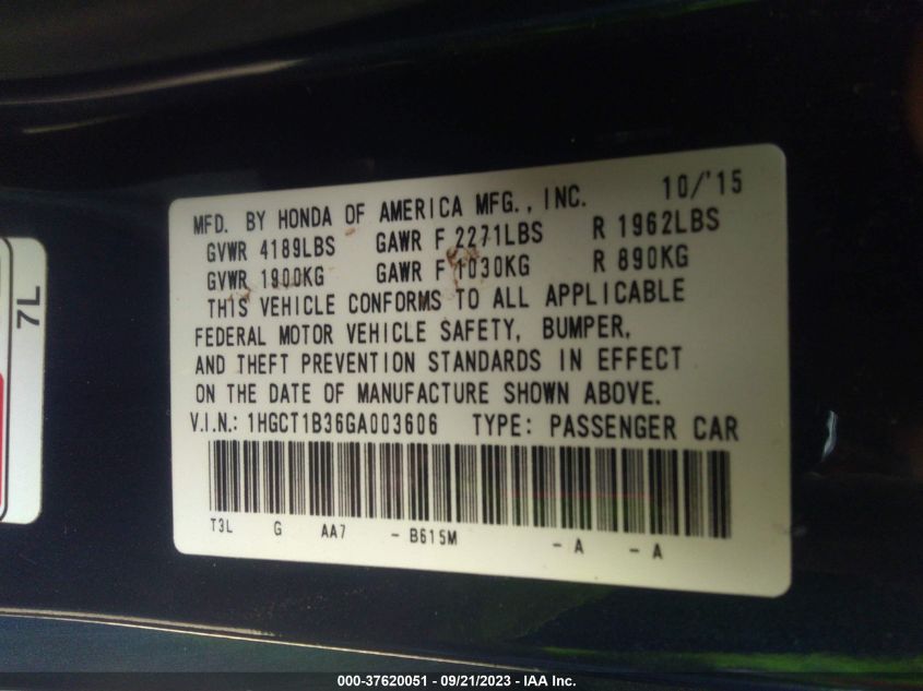 2016 HONDA ACCORD COUPE LX-S - 1HGCT1B36GA003606