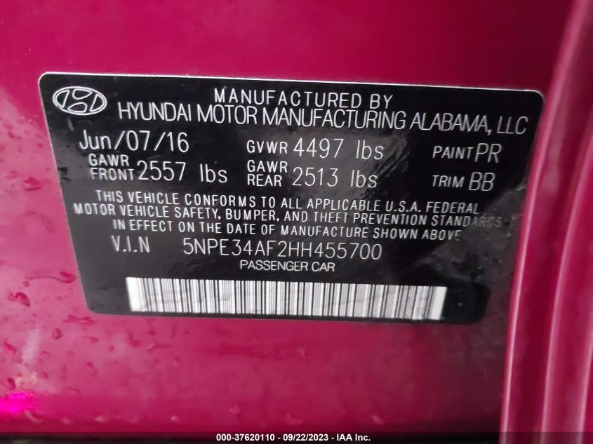 2017 HYUNDAI SONATA LIMITED - 5NPE34AF2HH455700