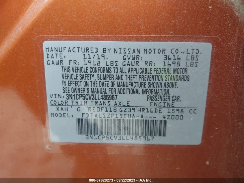 2020 NISSAN KICKS SV - 3N1CP5CV3LL485967