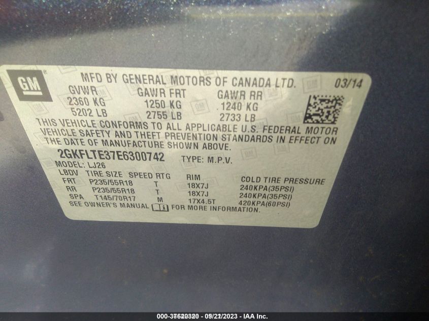 2014 GMC TERRAIN SLT - 2GKFLTE37E6300742