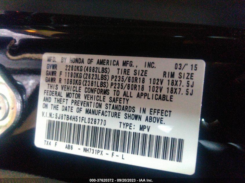 2015 ACURA RDX TECHNOLOGY - 5J8TB4H51FL028770