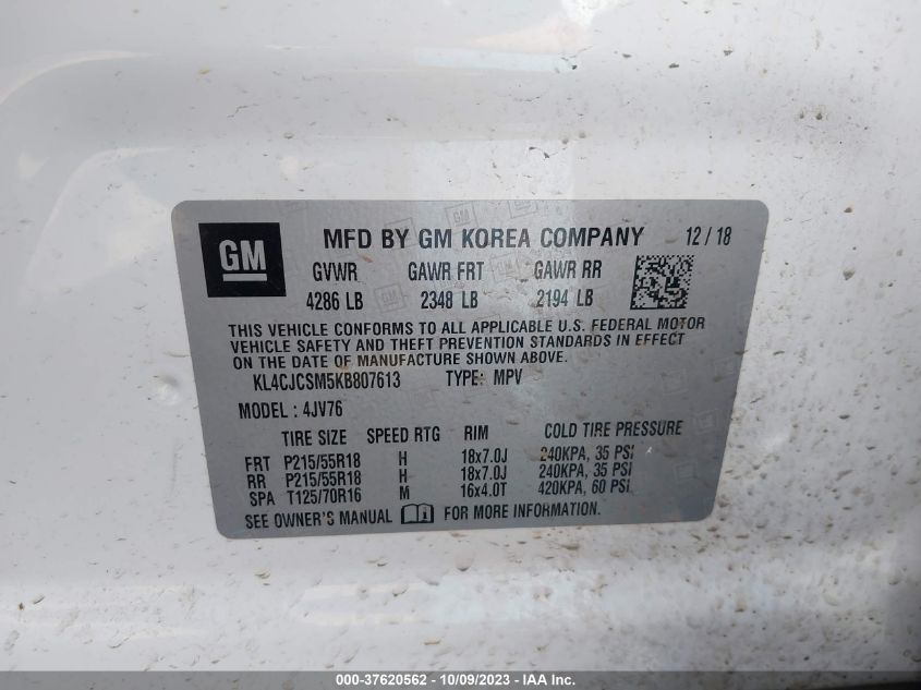 KL4CJCSM5KB807613 Buick Encore ESSENCE 9