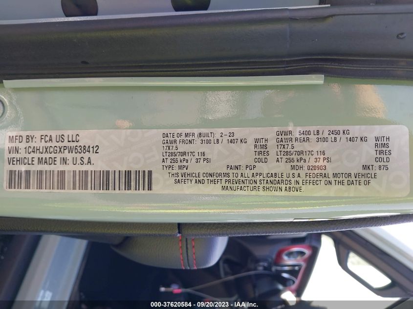 VIN 1C4HJXCGXPW638412 2023 JEEP WRANGLER RUBICON