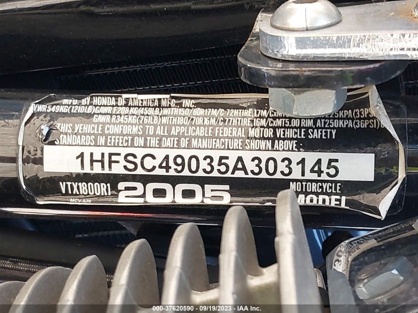 2005 HONDA VTX1800 R 1HFSC49035A303145