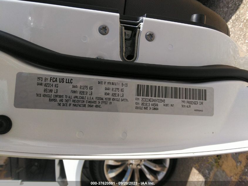 2019 CHRYSLER 300 LIMITED - 2C3CCAEGXKH722949