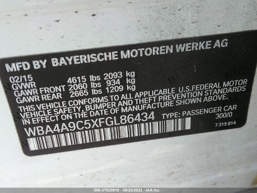 2015 BMW 428 GRAN COUPE - WBA4A9C5XFGL86434