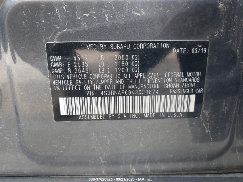 4S3BNAF69K3031874 Subaru Legacy PREMIUM 9