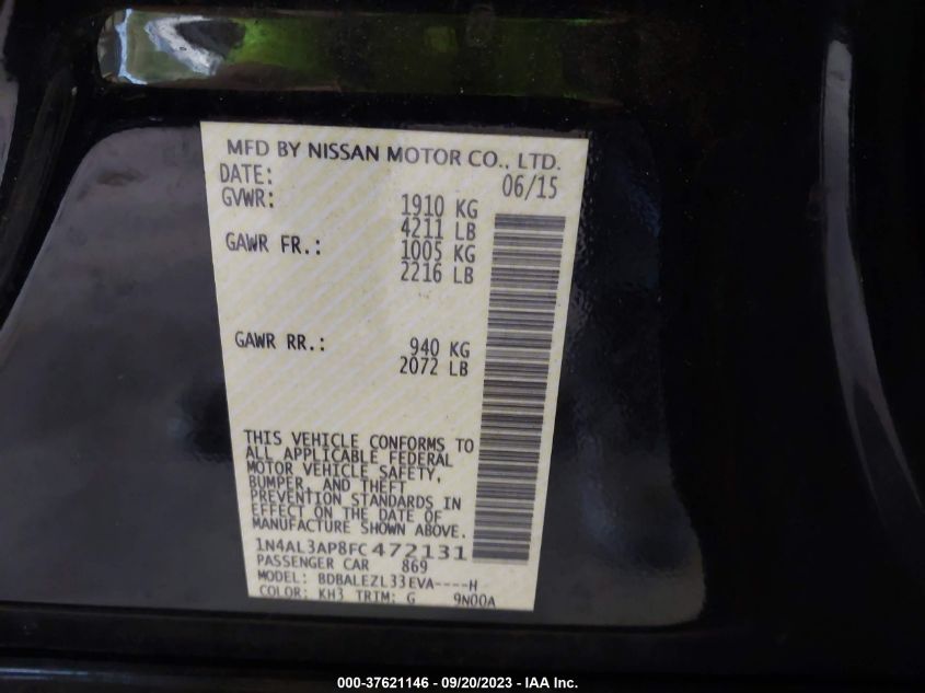2015 NISSAN ALTIMA 2.5 S - 1N4AL3AP8FC472131