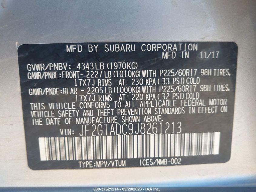 2018 SUBARU CROSSTREK PREMIUM - JF2GTADC9J8261213
