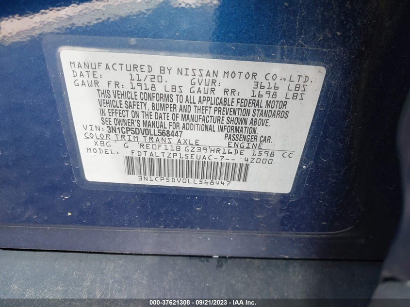 VIN 3N1CP5DV0LL568447 2020 NISSAN KICKS SR