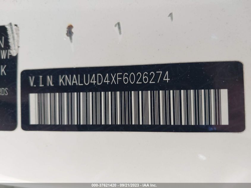 2015 KIA K900 PREMIUM KNALU4D4XF6026274