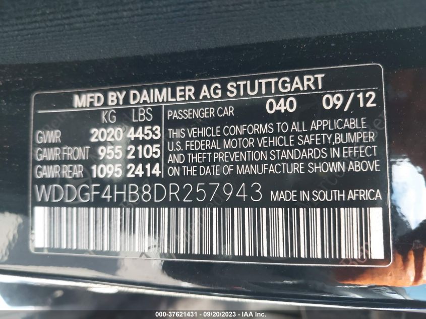 2013 MERCEDES-BENZ C-CLASS C 250 - WDDGF4HB8DR257943