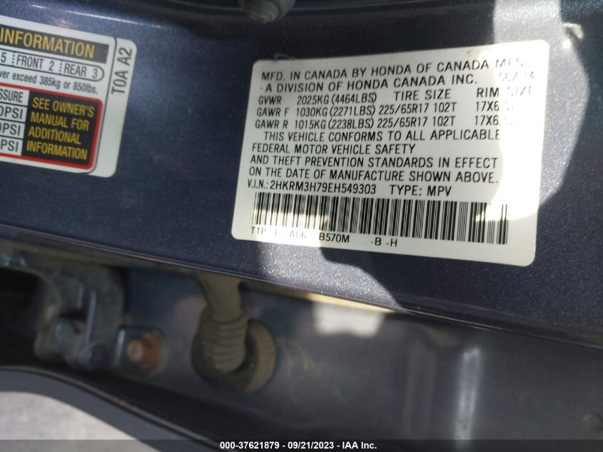 2014 HONDA CR-V EX-L - 2HKRM3H79EH549303