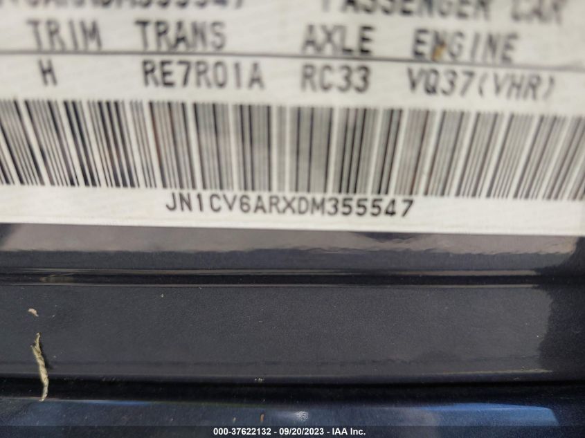 2013 INFINITI G37 SEDAN X JN1CV6ARXDM355547