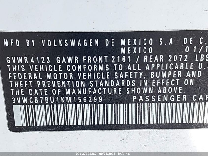 2019 VOLKSWAGEN JETTA S/SE/R-LINE - 3VWCB7BU1KM156299