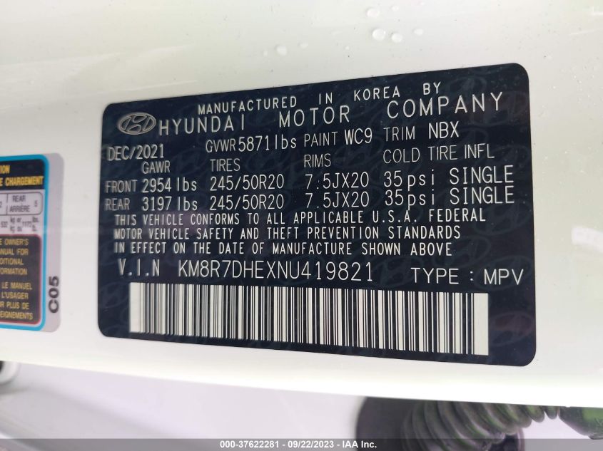 2022 HYUNDAI PALISADE CALLIGRAPHY - KM8R7DHEXNU419821