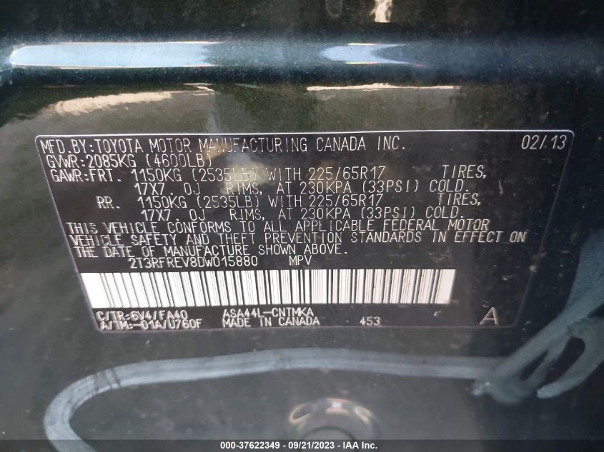2013 TOYOTA RAV4 XLE - 2T3RFREV8DW015880