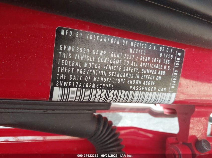 2015 VOLKSWAGEN BEETLE COUPE 1.8T FLEET EDITION - 3VWF17AT8FM638055