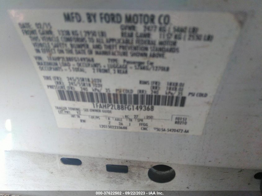 2018 FORD TAURUS SHO - 1FAHP2KTXJG149368